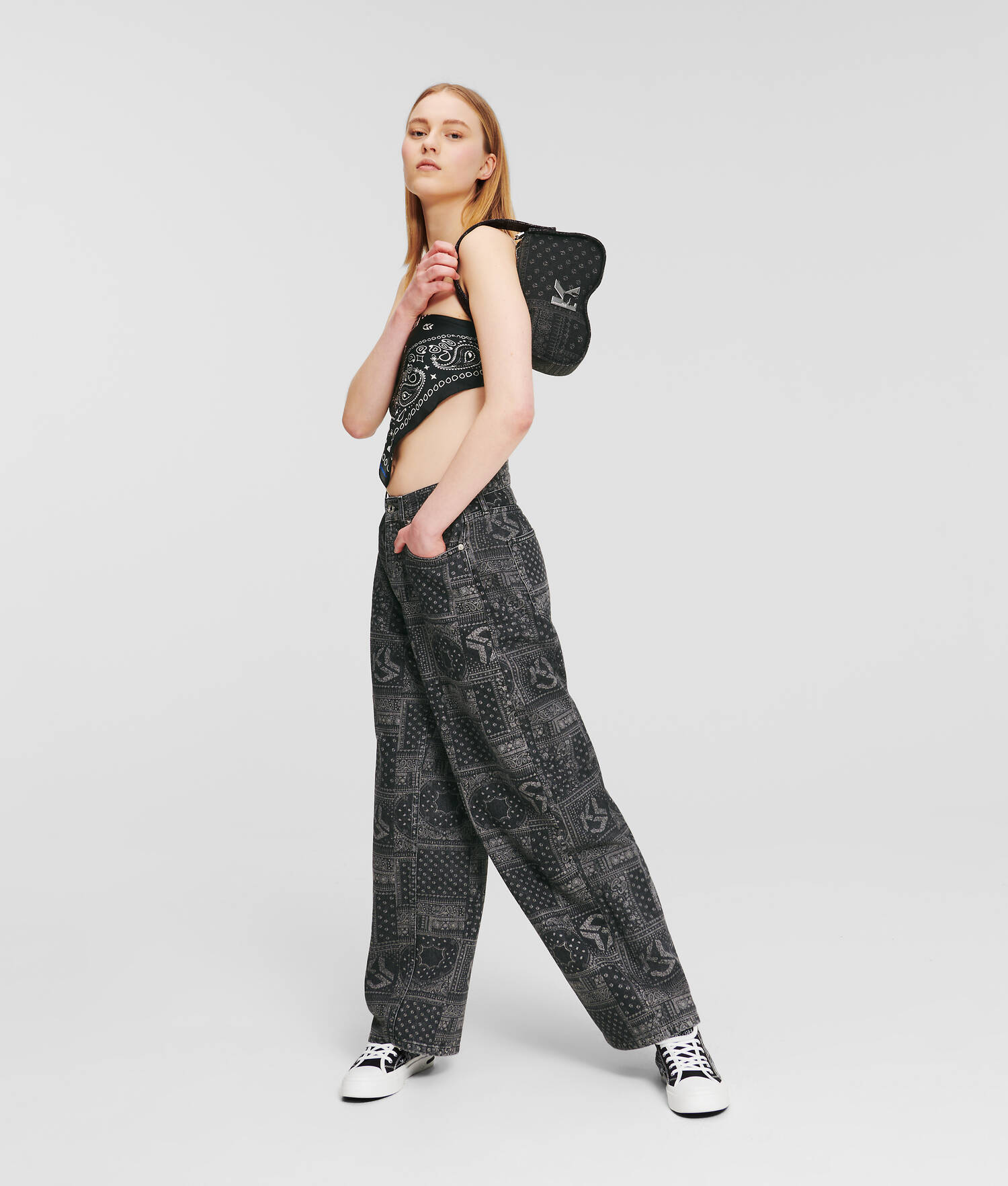 JEAN BAGGY TAILLE HAUTE IMPRIMÉ BANDANA KLJ