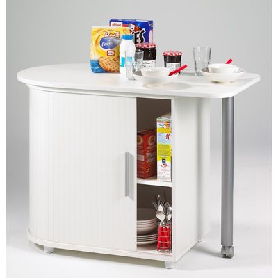 Table pivotante et meuble de rangement - Blanc