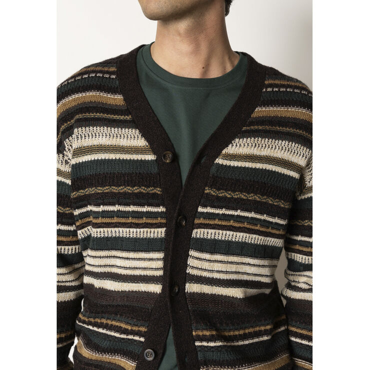 Clean Cut Copenhagen Phillip cardigan Knit Deep green/ecru stripe