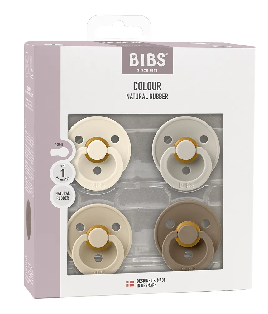 BIBS Colour Latex Rund Ivory/Sand/Vanilla/Dark Oak 4 pak - Flere størrelser