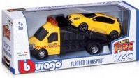 Bburago - Sleepwagen - Vrachtwagen met Auto - Schaal 1:43 - Officieel Gelicentieerd