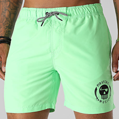 Short De Bain Logo 2 Vert Fluo Noir