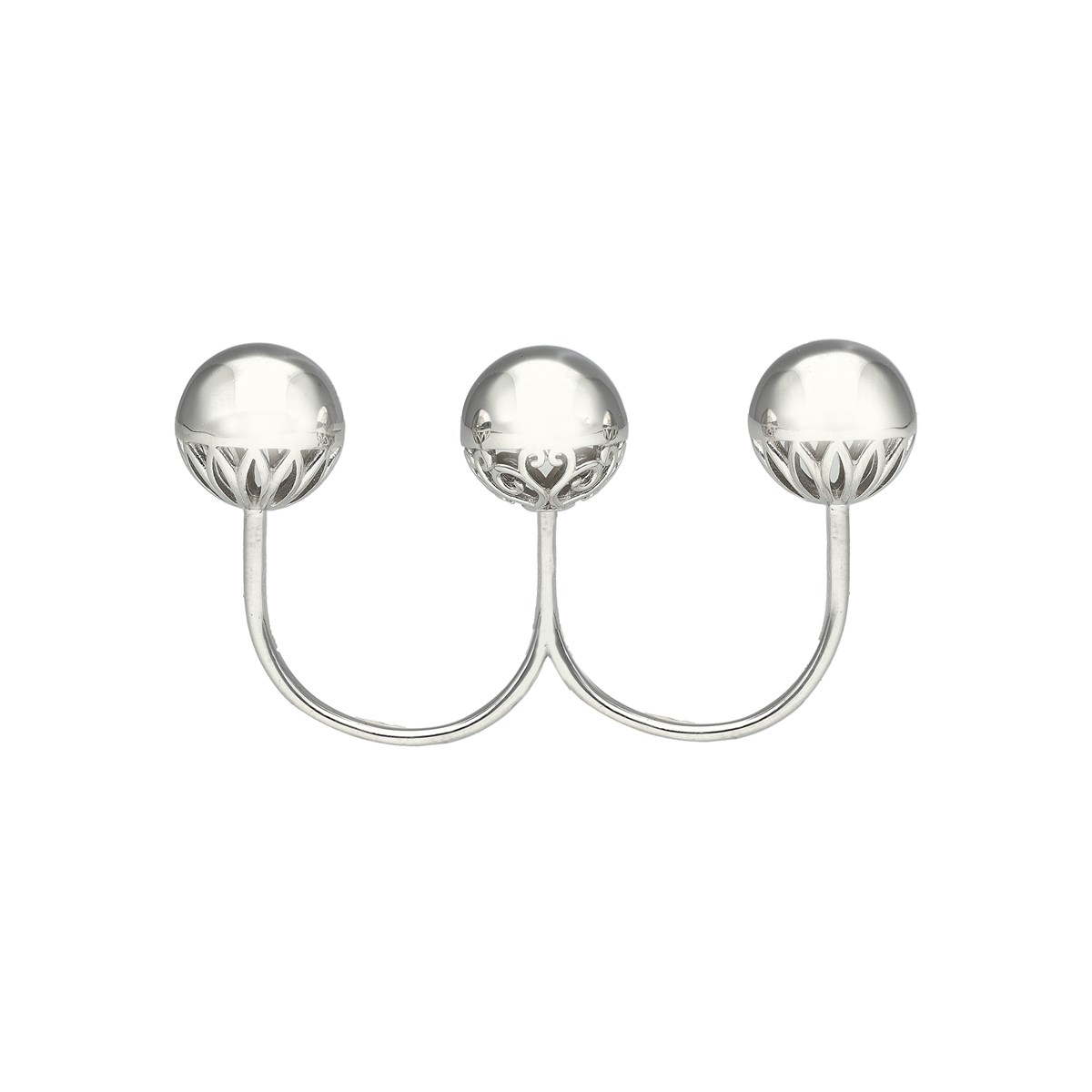 Bague En Argent Double Boules