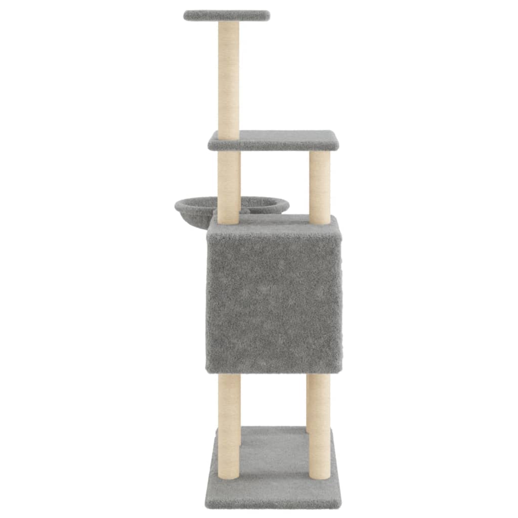 Arranhador para gatos vidaXL com hastes de sisal cinza claro, 131 cm