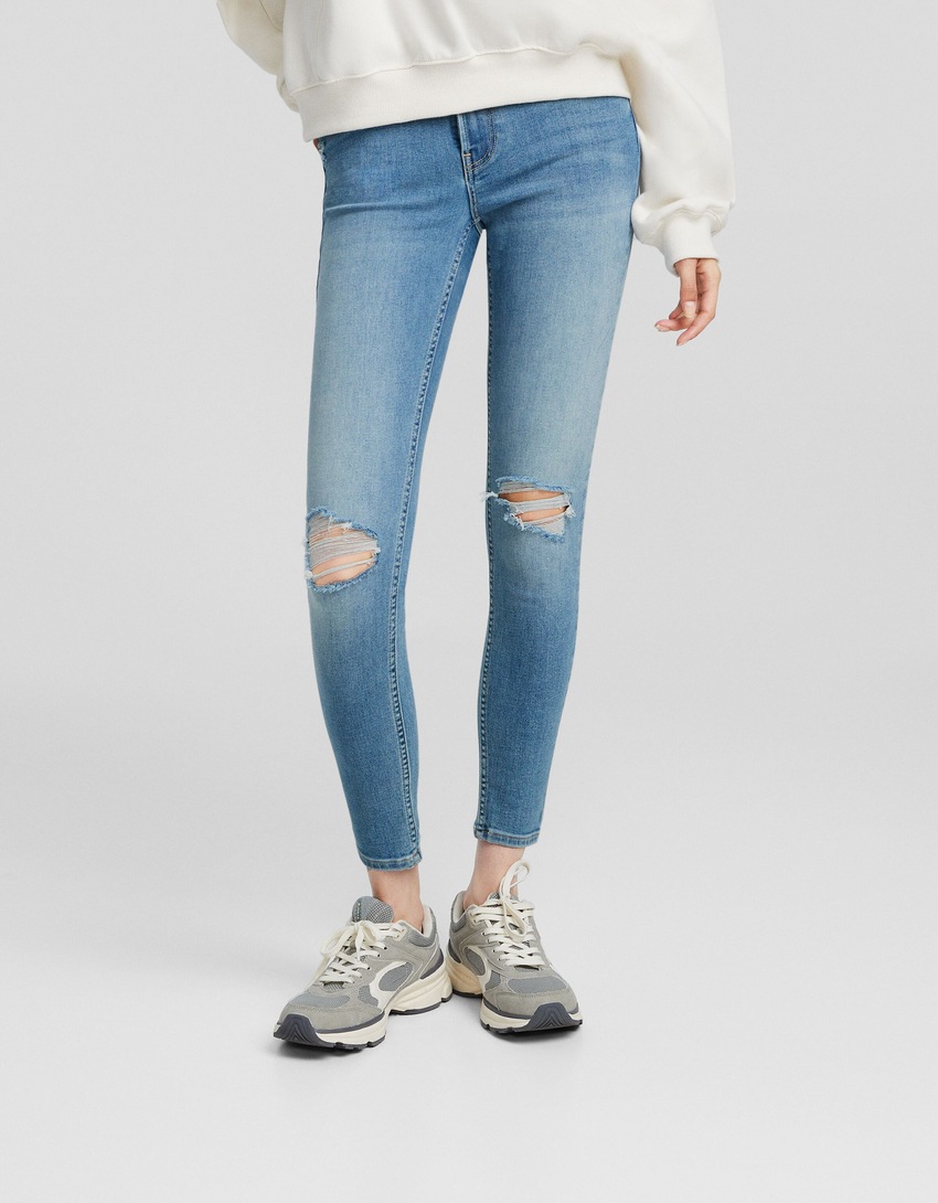 calça jeans skinny vintage de cintura baixa