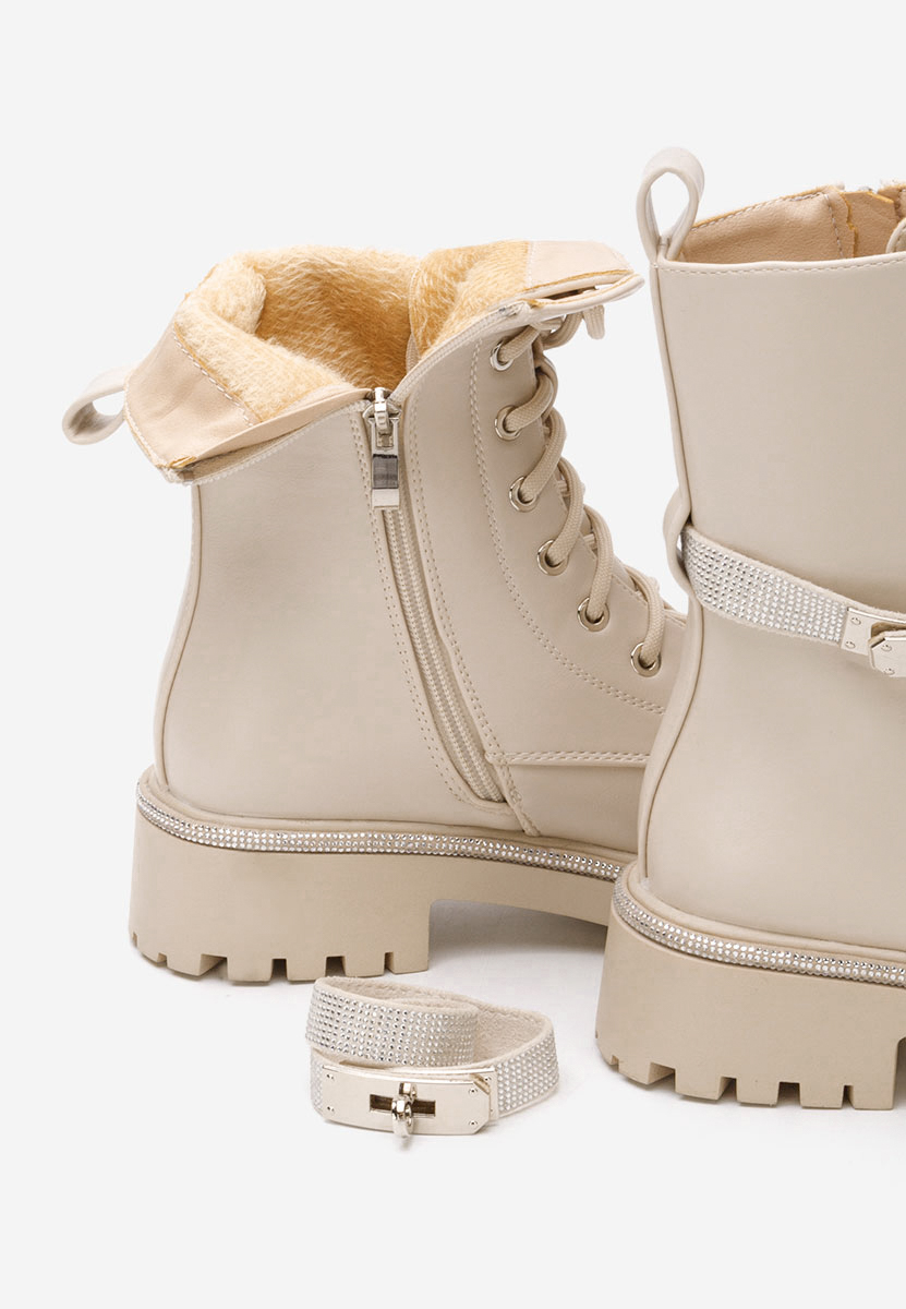 Bottines à semelle épaisse beige Aloya
