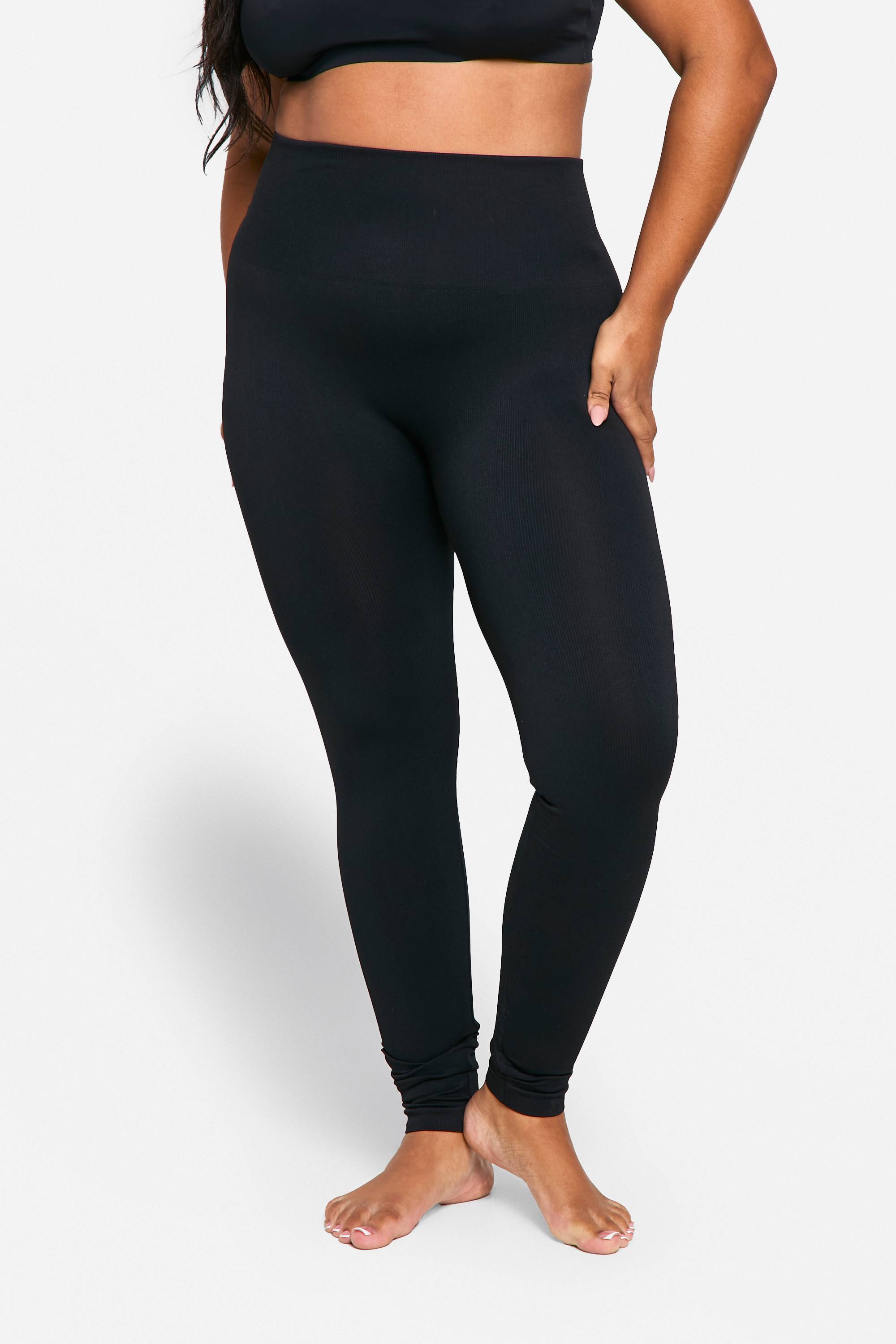 boohoo Grande taille - Legging côtelé sans coutures