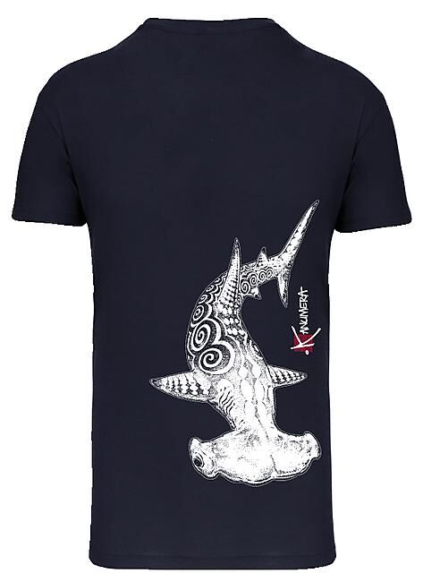 KANUMERA - T-SHIRT BIO COL V REQUIN MARTEAU HOMME