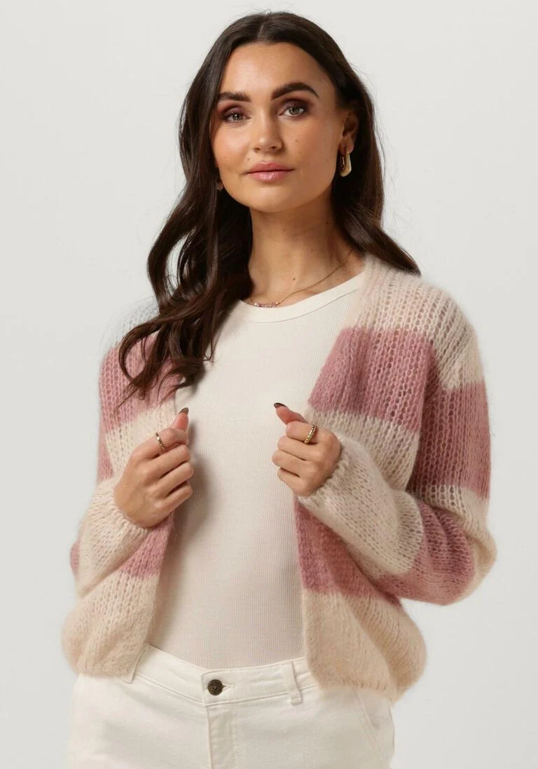 BY-BAR lichtroze by-bar vest ava stripe cardigan