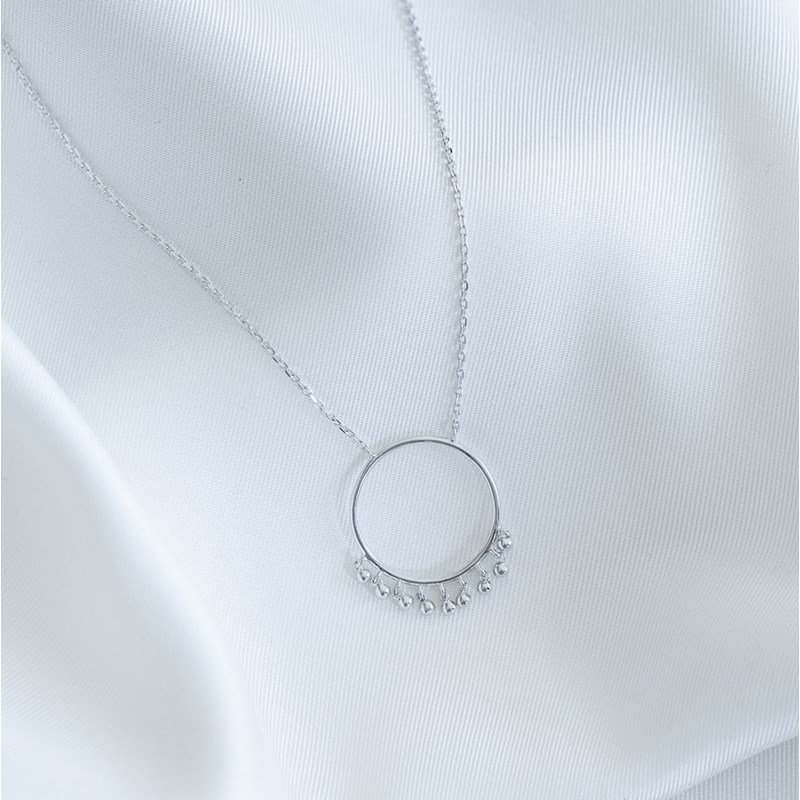 Collier Cercle Argent Pendentif Perle Createur