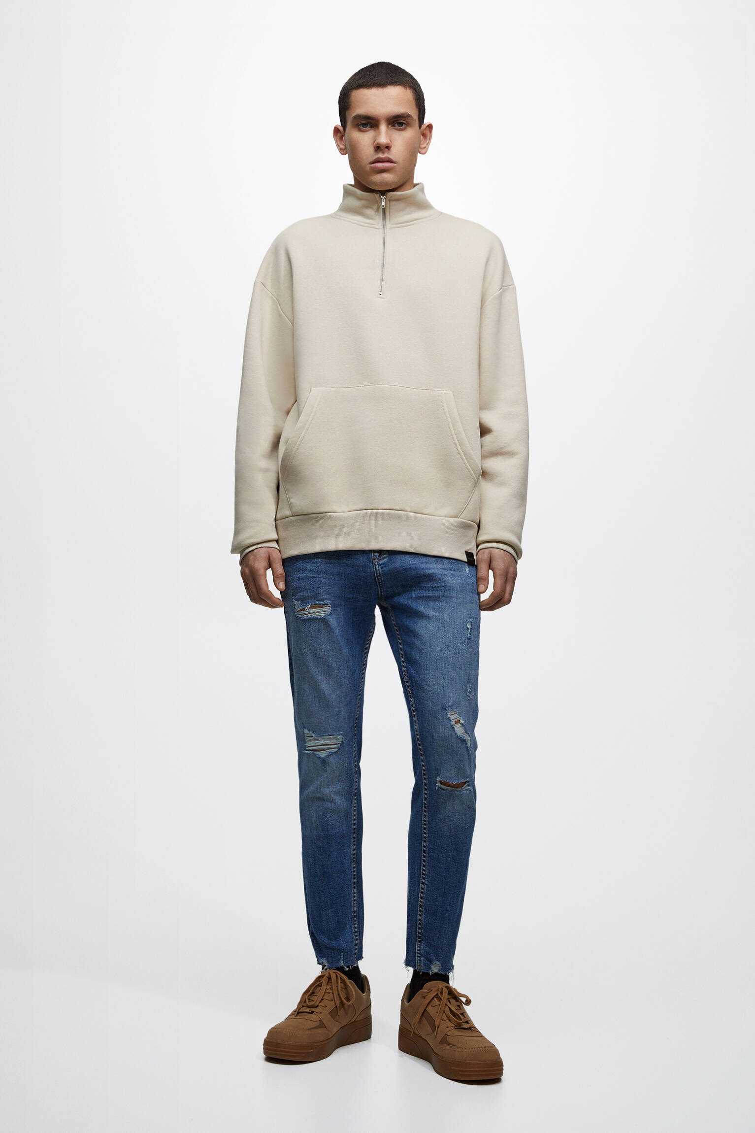 CALÇA JEANS CENOURA RASGADA - AZUL ESCURO