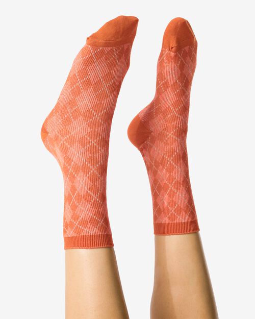 chaussettes en coton à carreaux orange