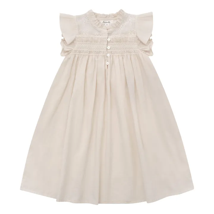 Louisiella Robe Audrey Manches Volantées | Beige