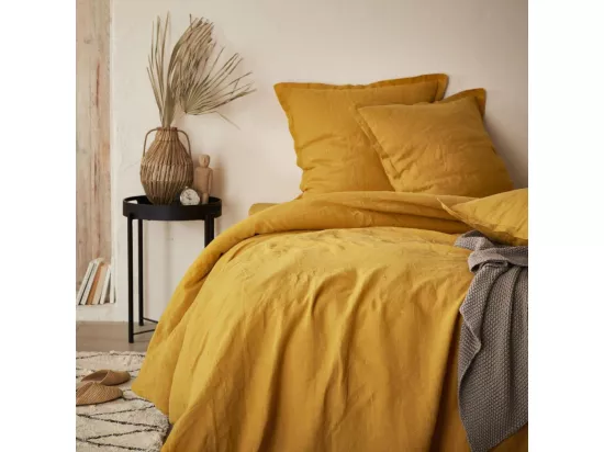 HABITAT - Housse de couette en lin - 240 x 260 cm - Jaune moutarde - Linen