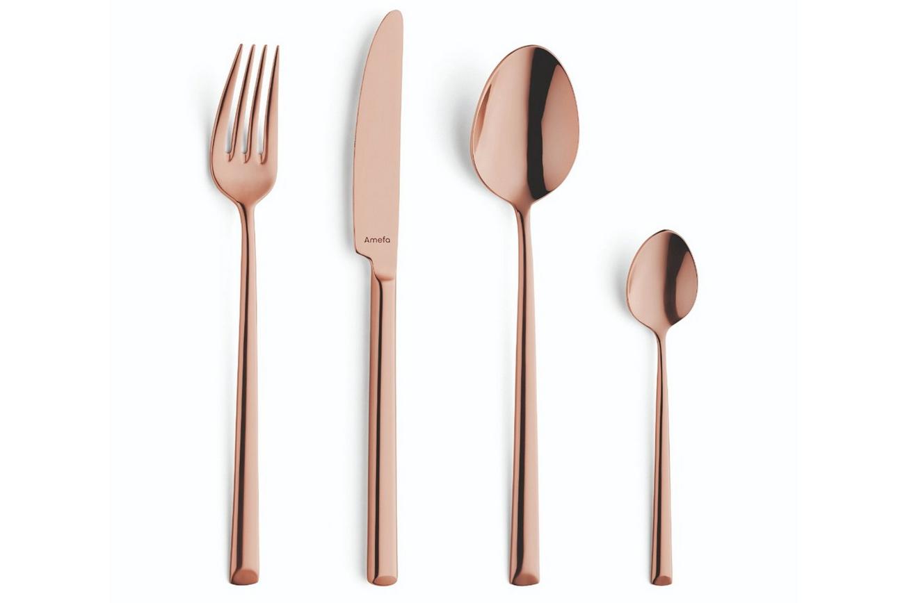 Amefa Metropole Copper 1170 bestekset 24-delig in houten bestekkist