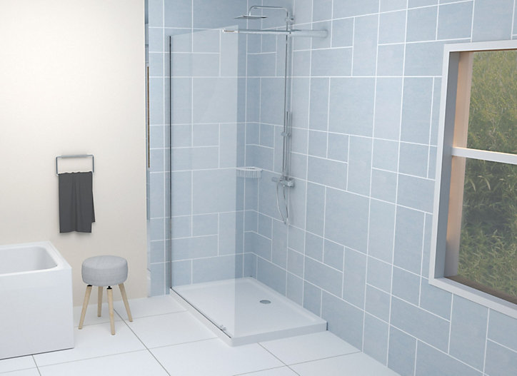 Receveur de douche 80 x 120 x 6.5 cm, blanc brillant, Meri Ondée