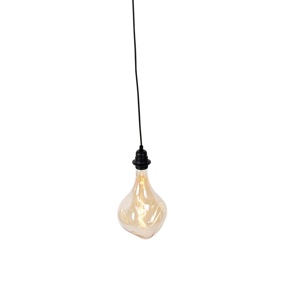 Hanglamp zwart dimbaar incl. LED goud dimbaar - Cava Luxe
