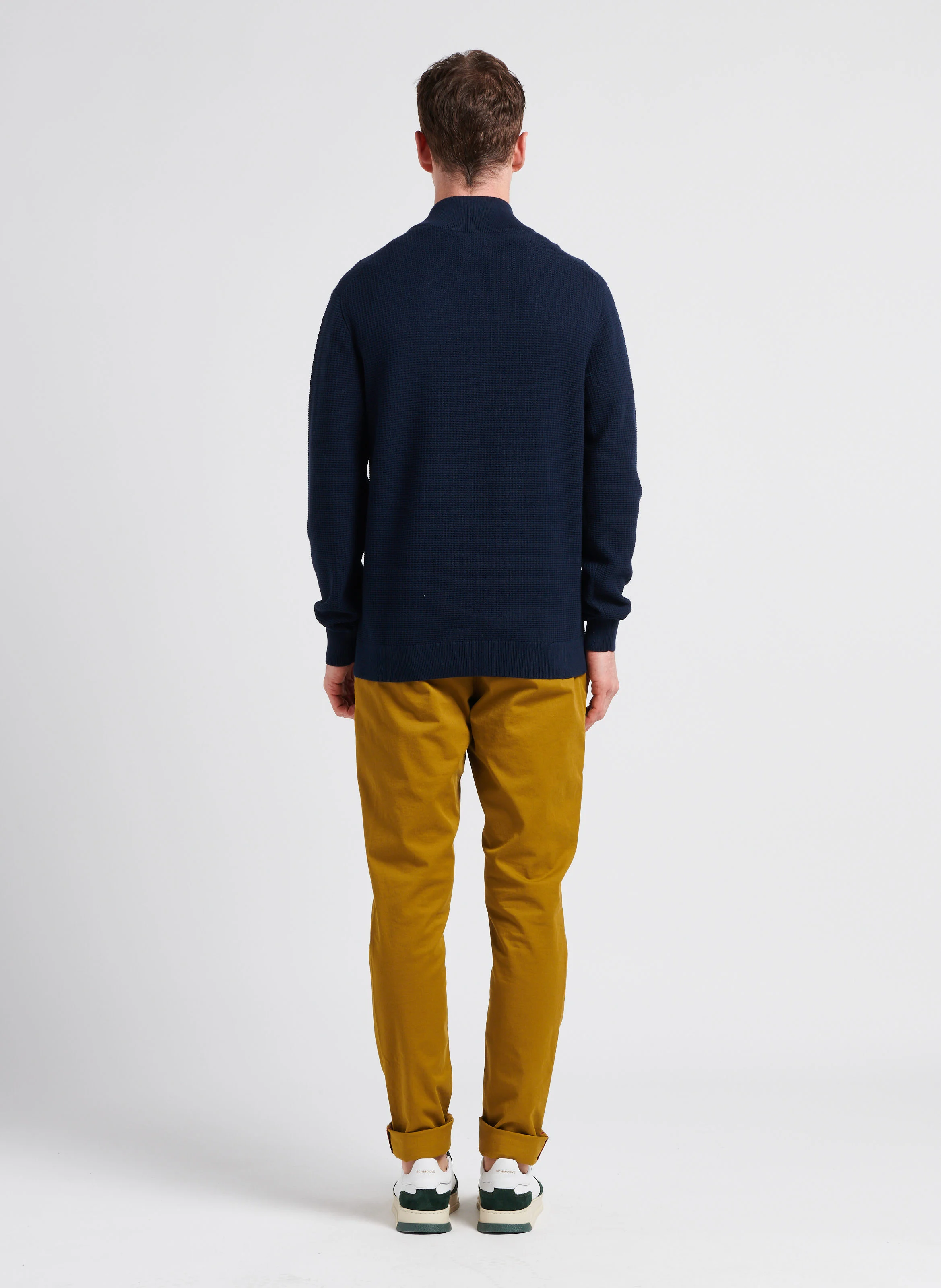 Pull col roulé logo brodé en coton| Bleu