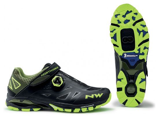 Paire de chaussures Northwave Spider Plus 2 Noir / Vert Fluo