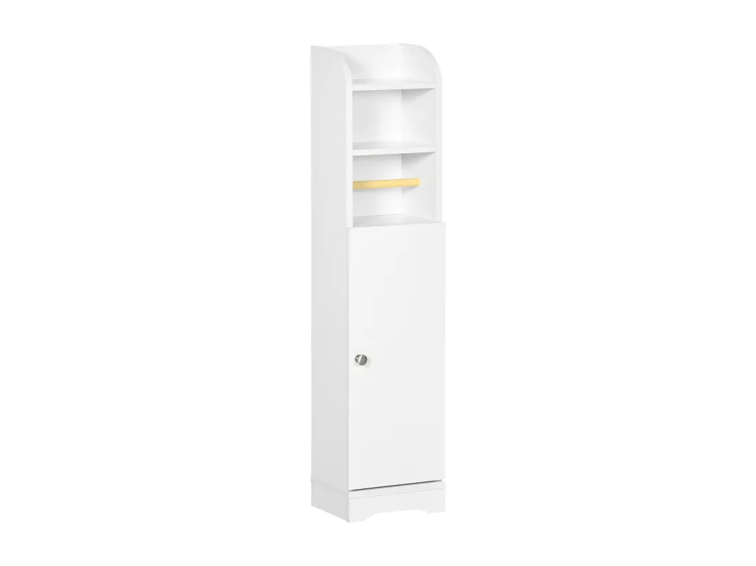 Meuble WC armoire toilette - porte, 2 étagères, niche, support papier - dim. 23L x 18l x 100H cm - blanc