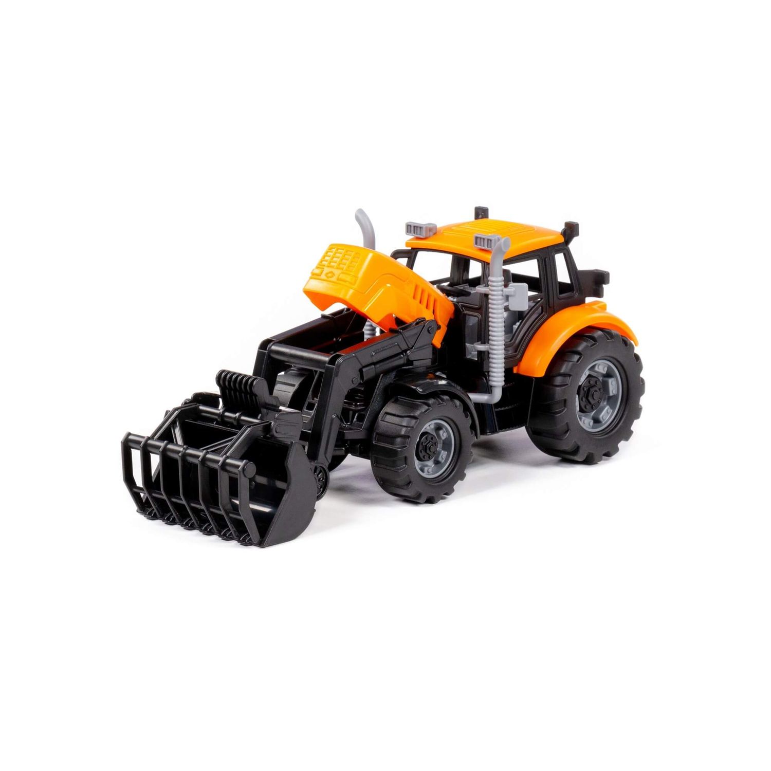 Polesie Spielzeug Traktor 91758, Schließschaufel, Radlader, Schwungantrieb orange