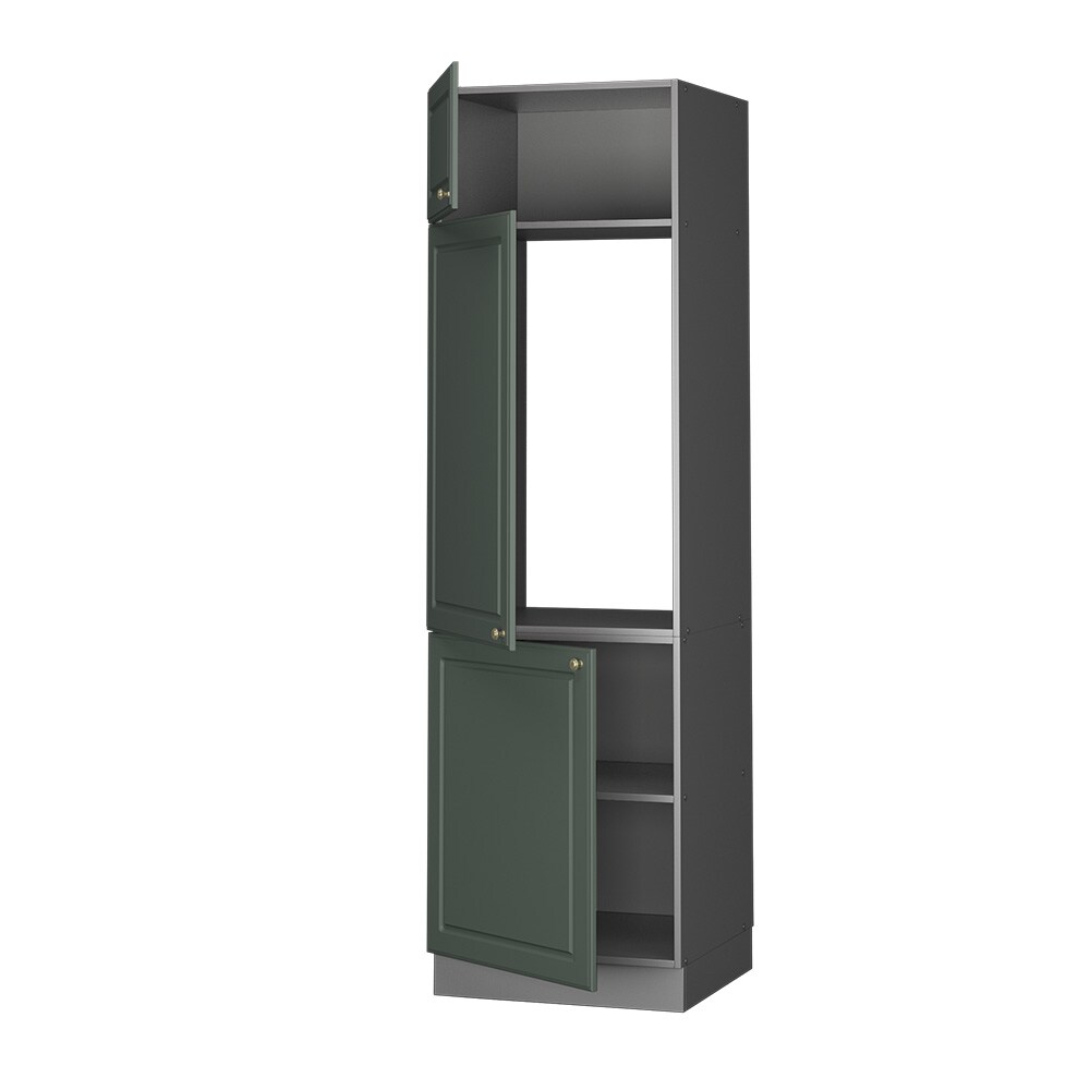 Vicco Kühlumbauschrank Küchenschrank Küchenmöbel Fame-Line Anthrazit Grün-Gold Landhaus 60 cm Küche Einbauküche Blende Drehtür Einlegeboden Kühlschrank Küchenzeile