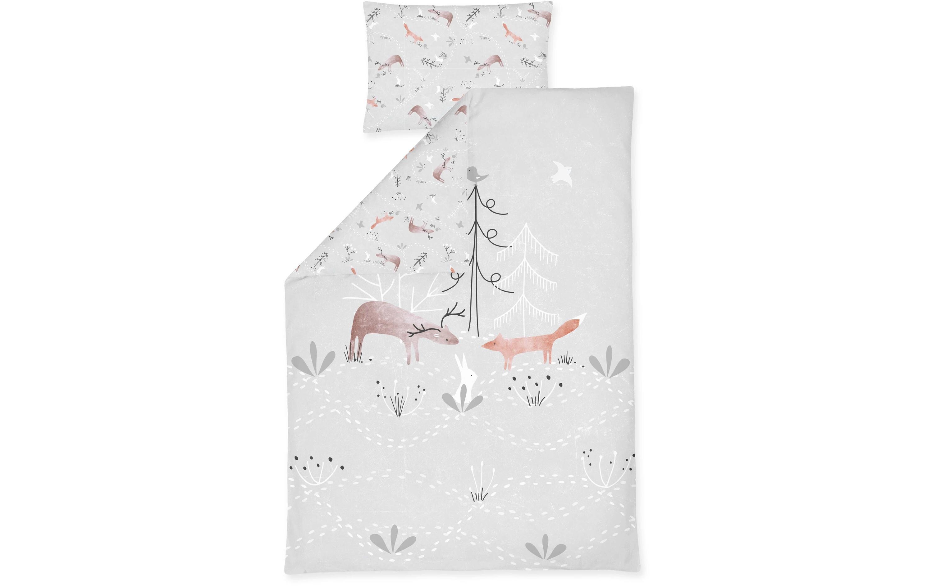 Kinderbettwäsche Woodlife 100 x 135 cm + 40 x 60 cmKinderbettwäsche mit Waldtier-Motiv