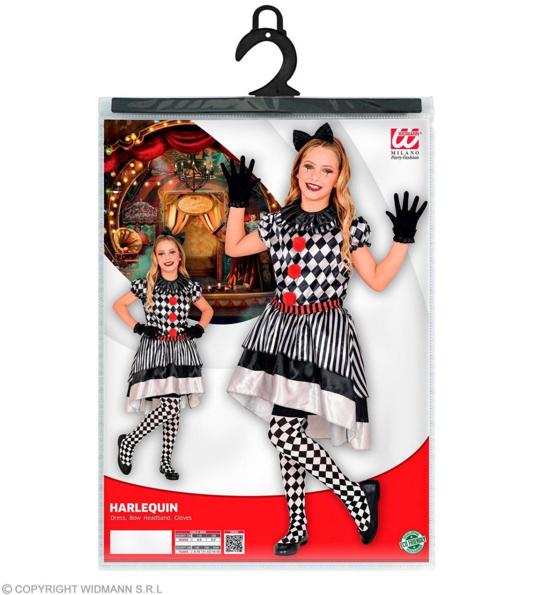 Clownspak Zwart Wit Meisje