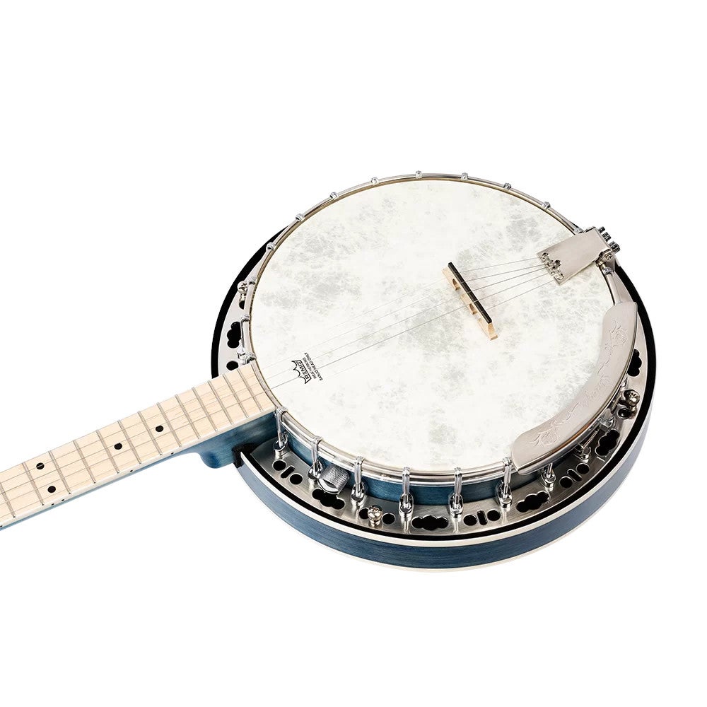 Ortega Falcon Series 5-string Banjo Transparent Blue elektrisch-akoestische banjo met gigbag