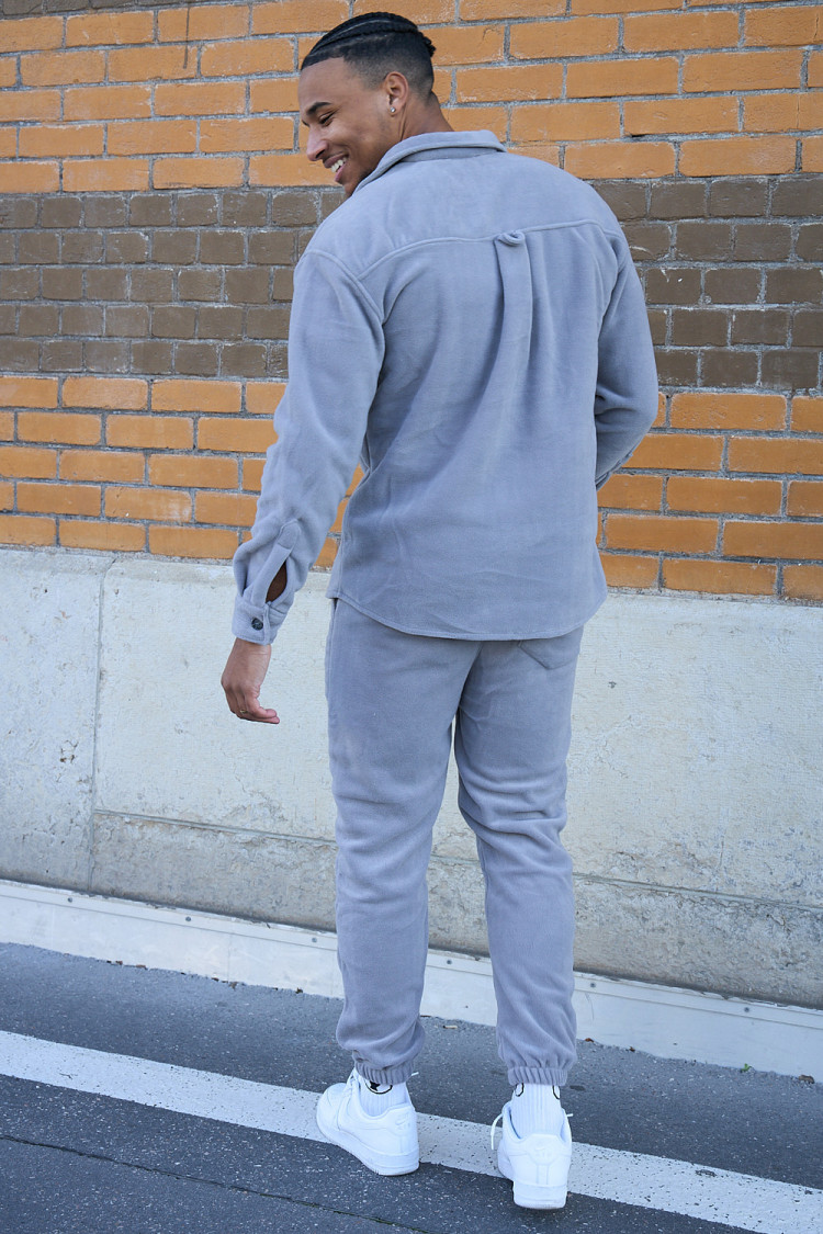 Ensemble 2 pièces chemise + jogging texturée gris