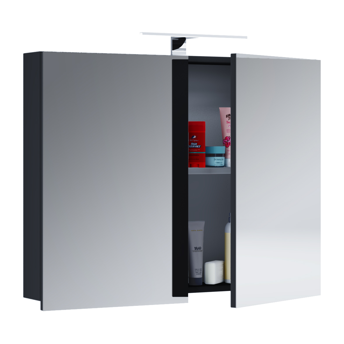 LED-Spiegelschrank BADINOS - schwarz - 80 cm