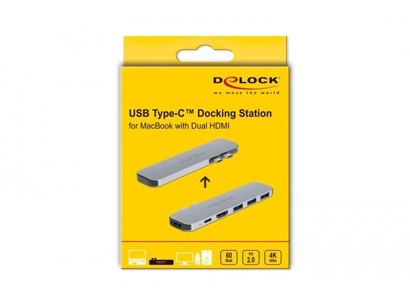 Delock Dockingstation 87753 für MacBook 2x Dual HDMI 4K / USB-C PD/ 3x USB-A