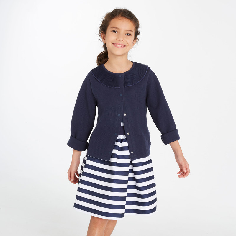 Cardigan à col collerette bleu fille