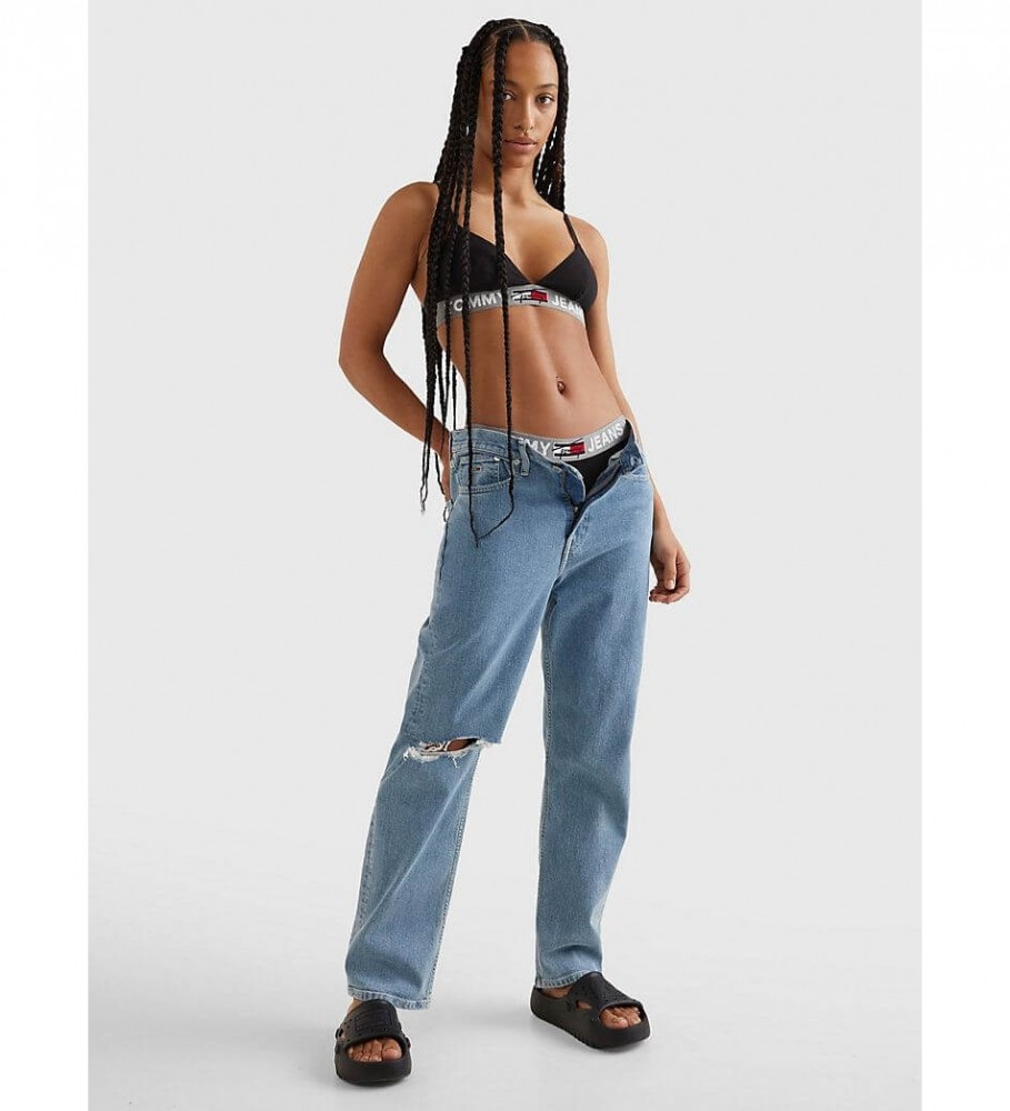 Sutiã Tommy Hilfiger sem bojo com faixa inferior, preto