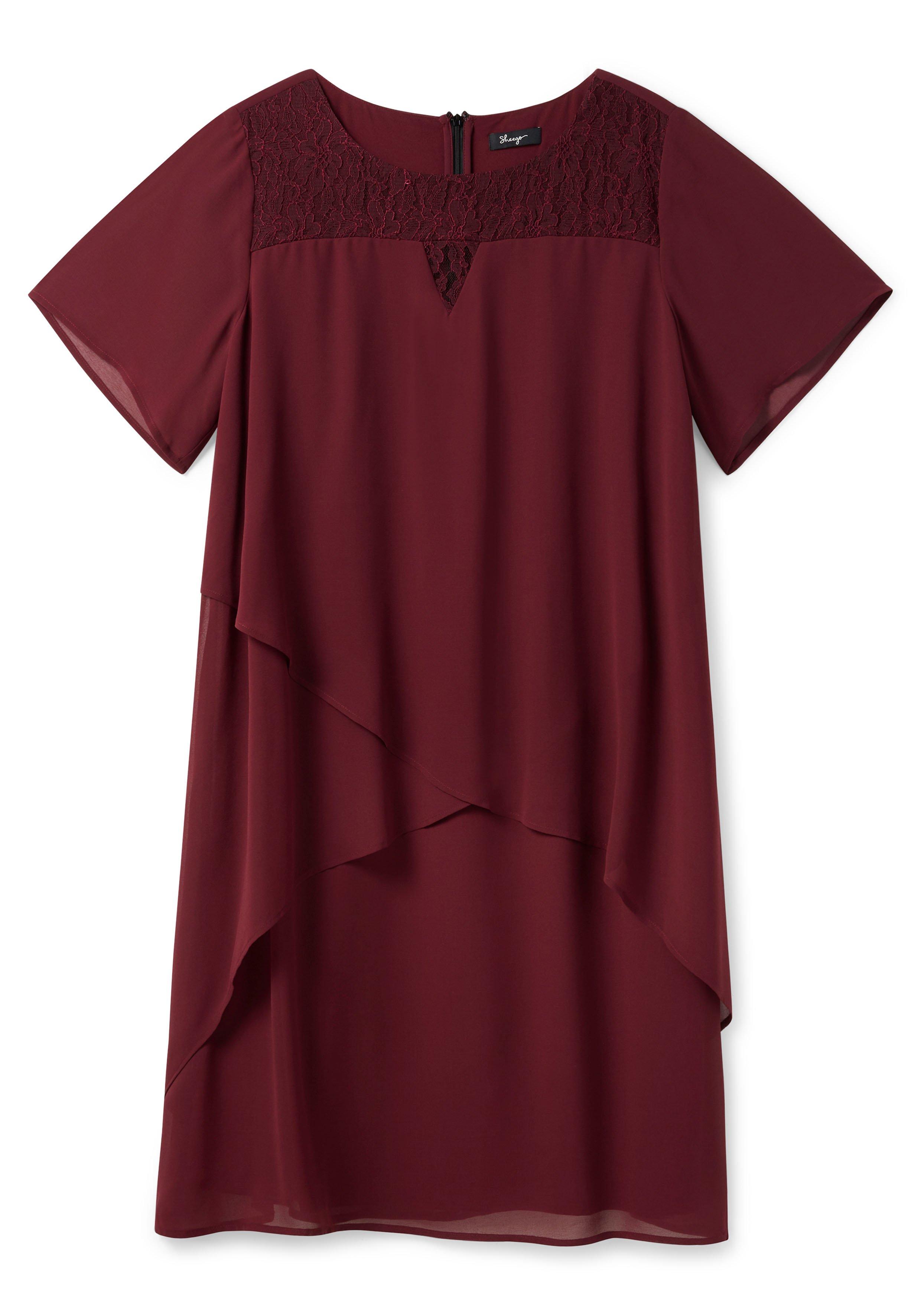 Cocktailkleid mit Spitzen-Einsatz, aus Chiffon