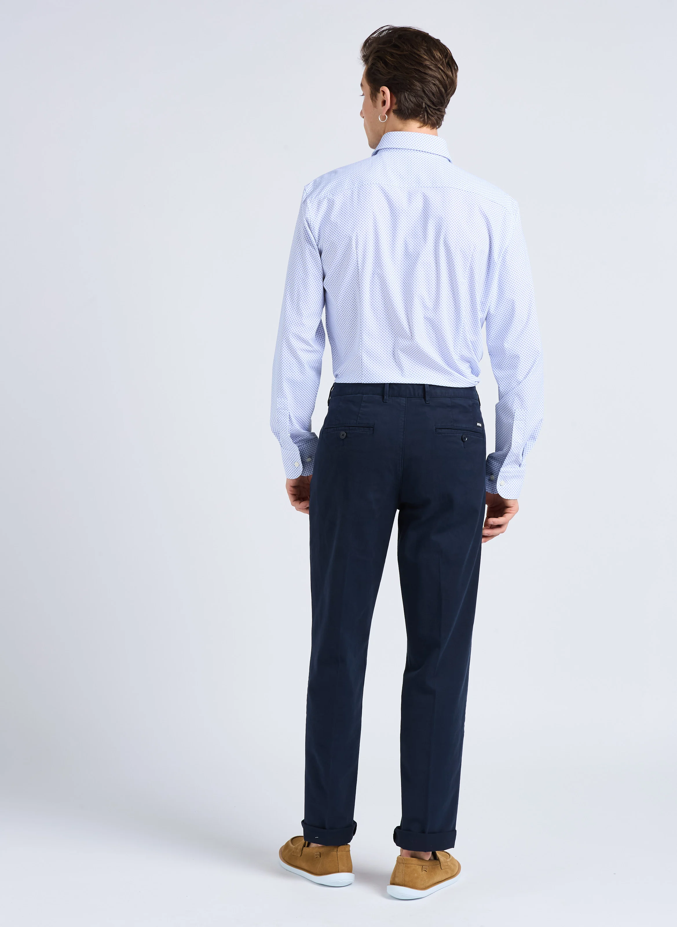 Pantalon à pinces regular-fit en coton | Bleu