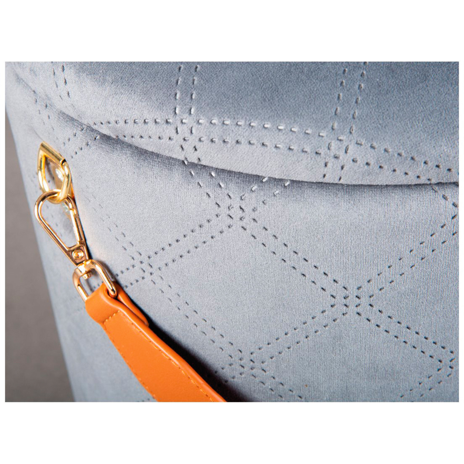 Hocker Nevis Ø31x40cm Samt hellgrau