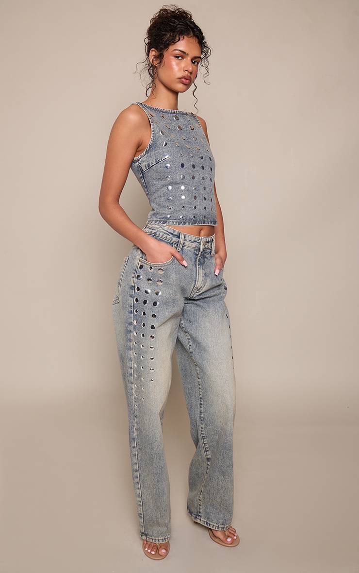 Vintage Jean À Clous Latéraux