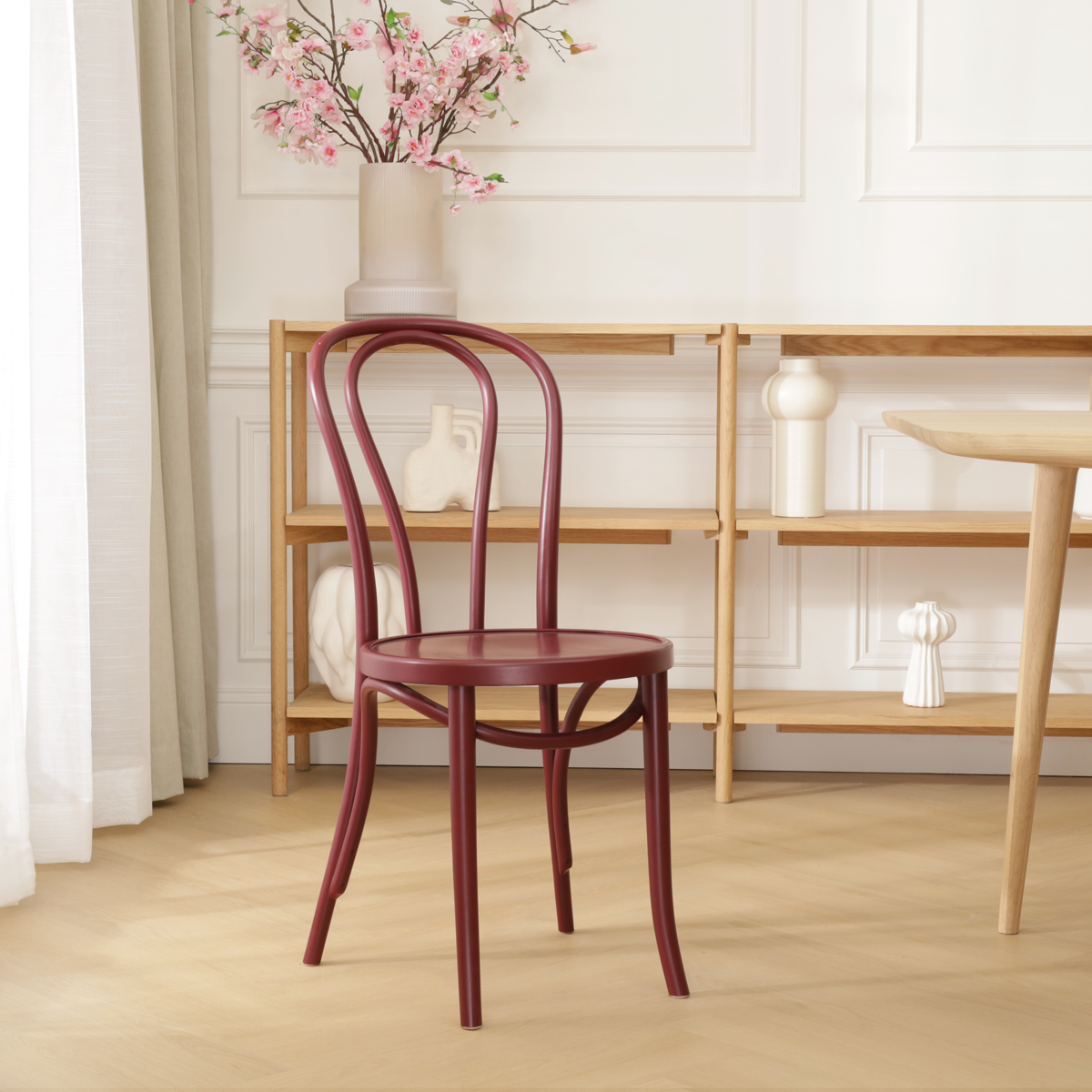 Houten bistrostoel Vienna no. 18 - burgundy