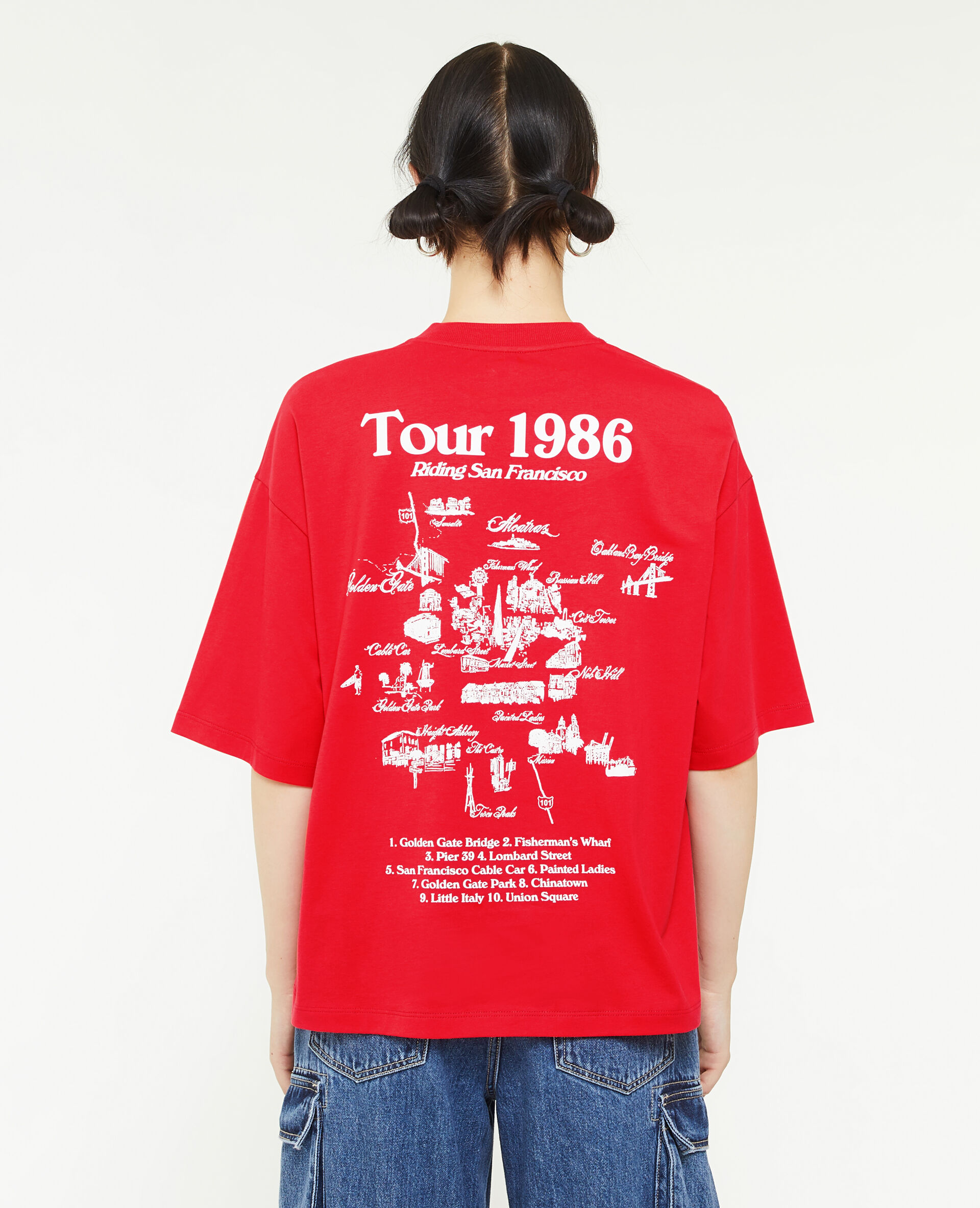 T-shirt oversize avec print - Rouge
