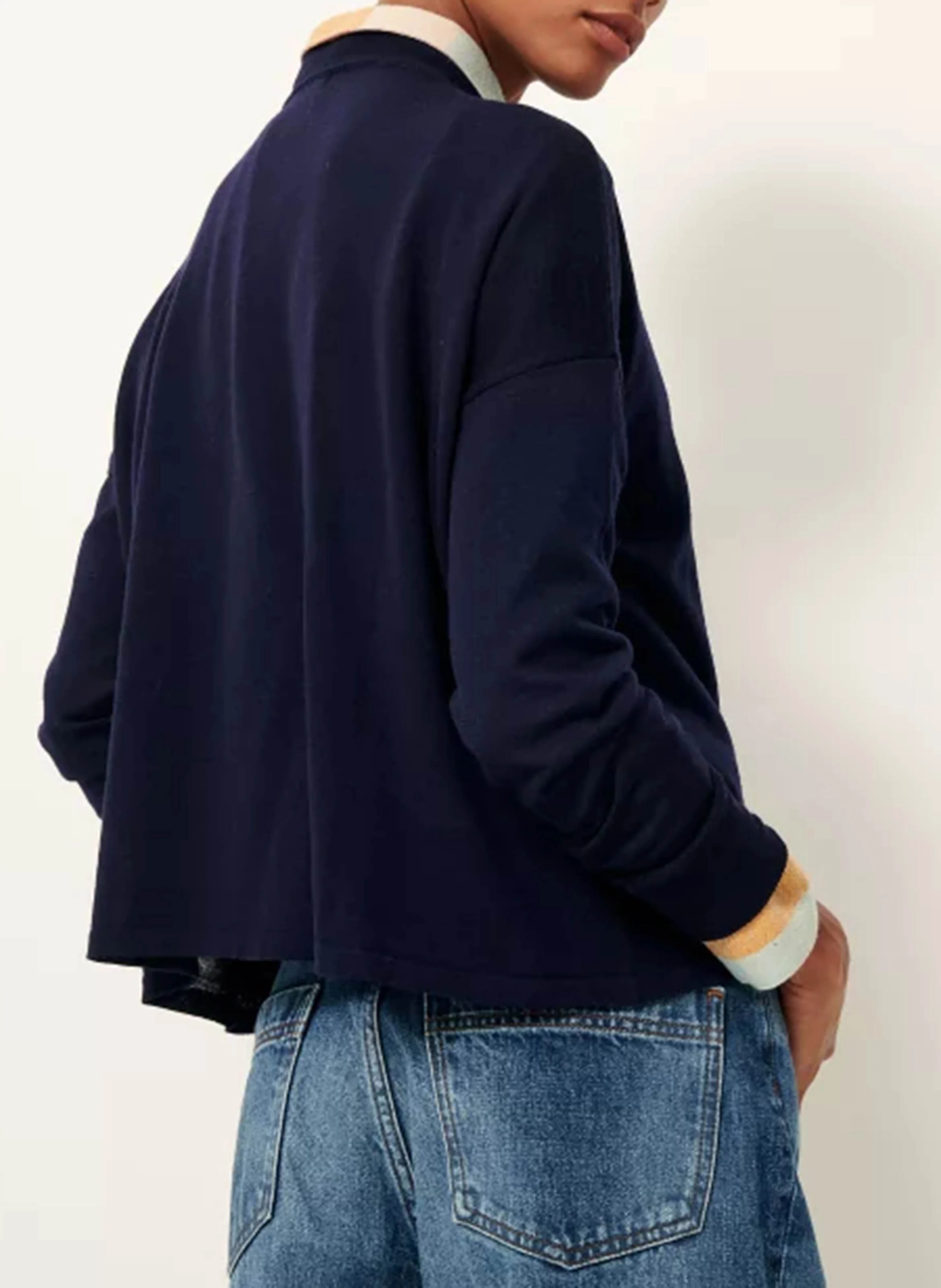MASSA - Pull ample col montant en laine mérinos | Bleu