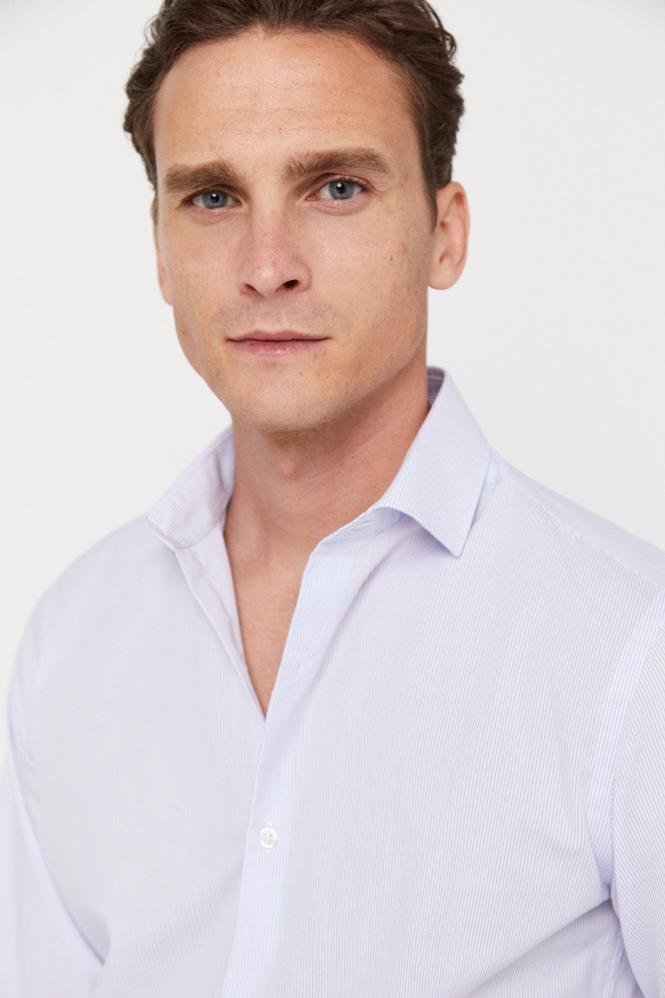 Camisa social slim fit com micro-listras, fácil de passar - Azul