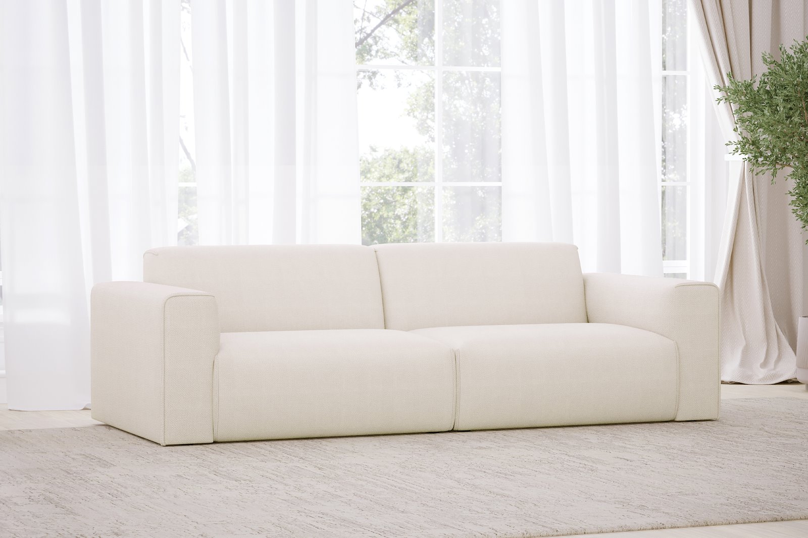 Monaco Lux 3-seter sofa Tekstil Fjord 1 Ivory med sorte ben. Lux komfort.