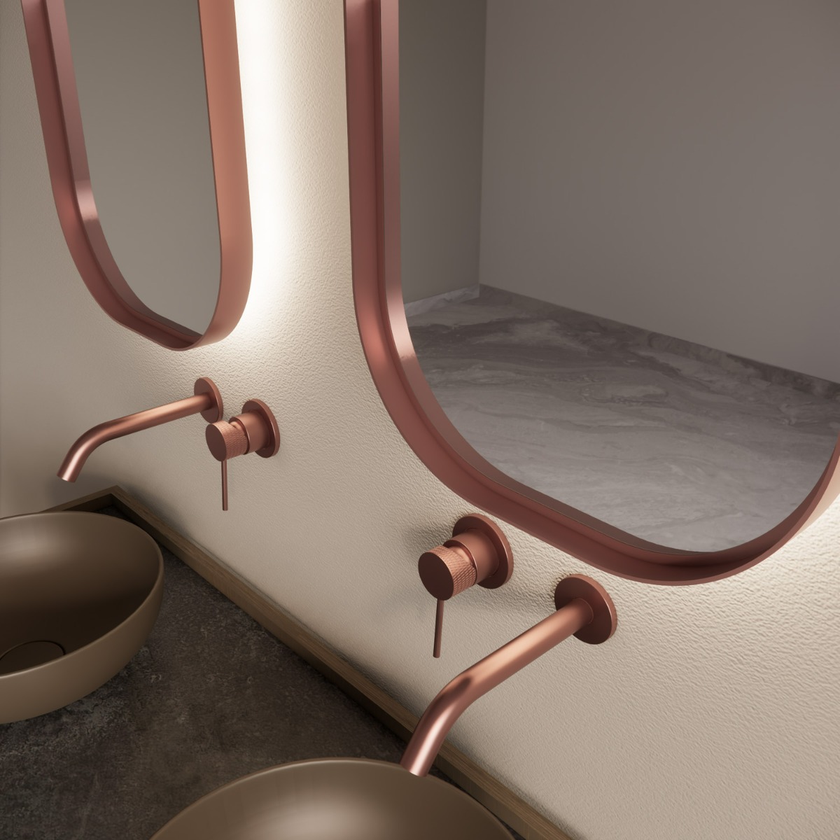 Gliss Design Plato spiegel met LED-verlichting 40x100cm rosé koper