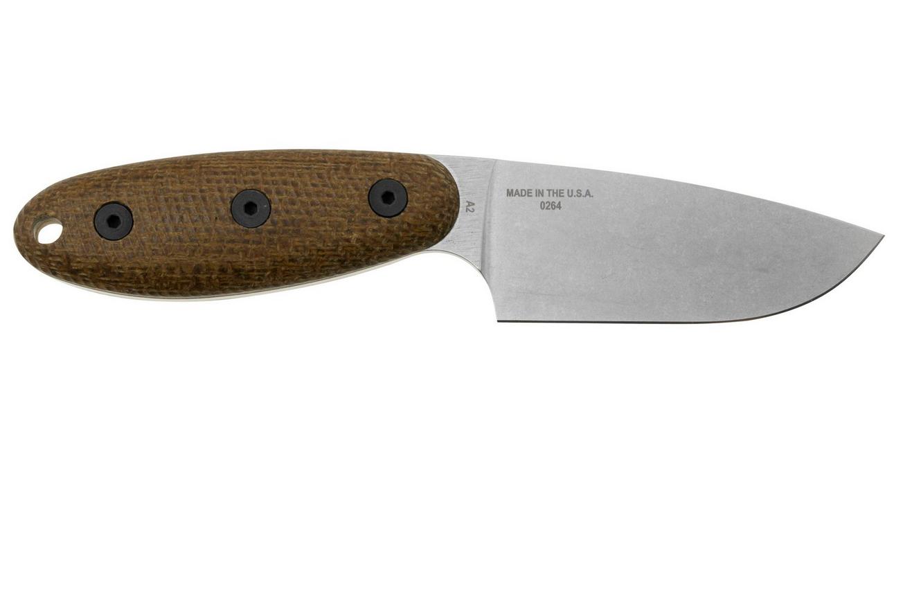 ESEE Sencillo ESEE-SENCILLO-A2, A2 Droppoint, 3D Burlap Mircarta Handle, vaststaand mes