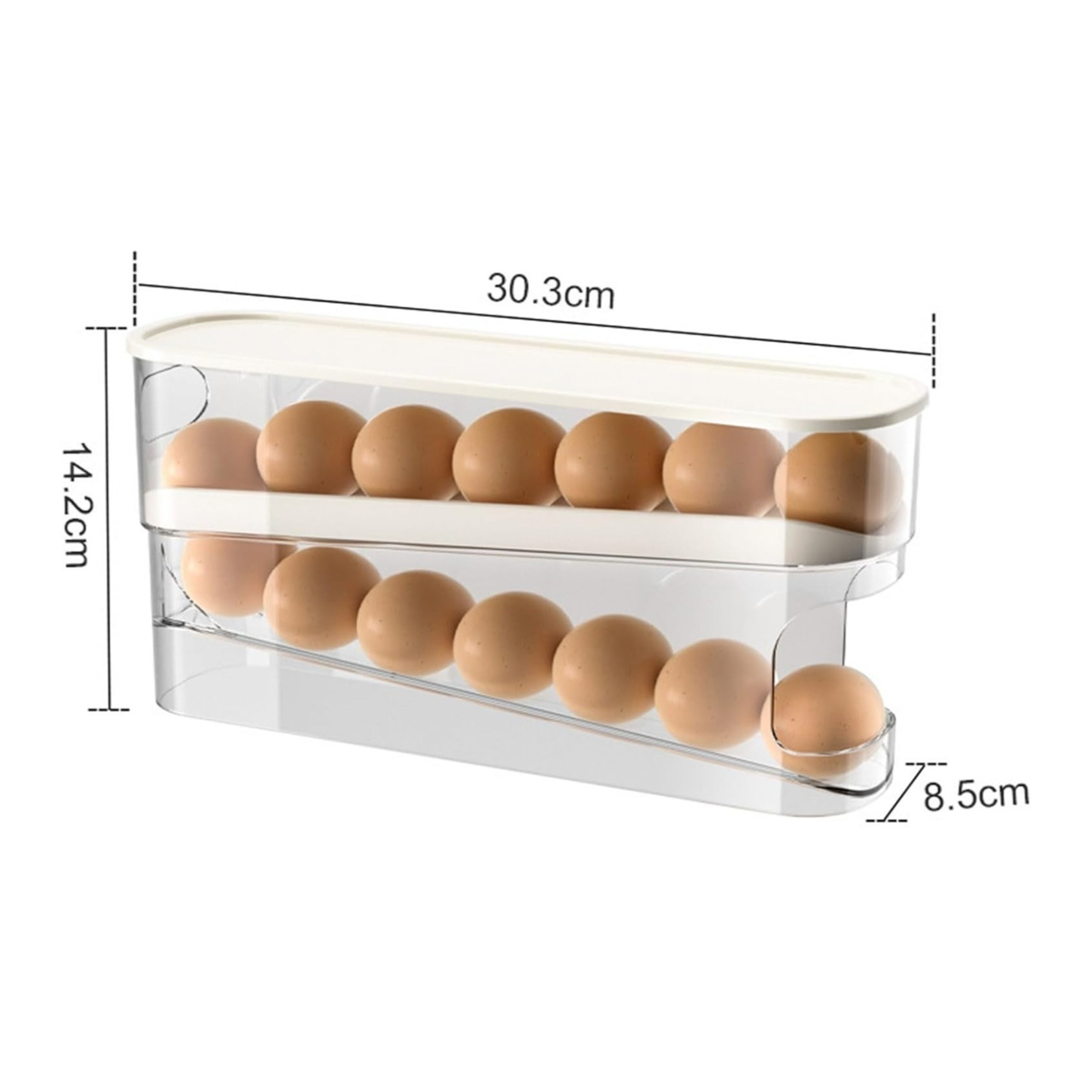 12-fach Eier Aufbewahrungs Box Kühlschrank Organizer 2 Etagen Rolldown Eierhalter - Transparent