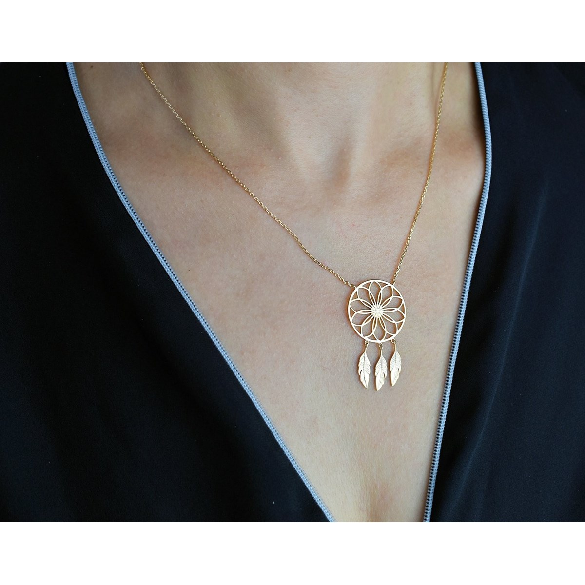Collier Attrape-Rêves Plaqué OR 750 3 microns
