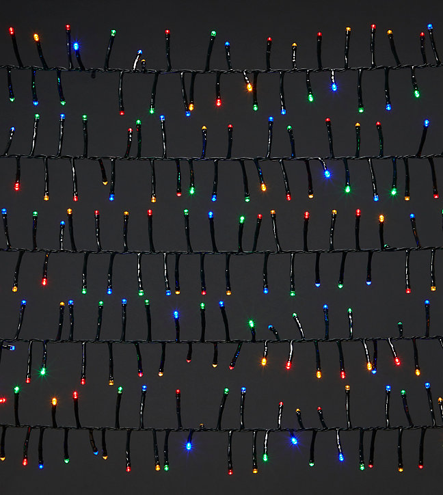 Guirlande lumineuse LED intérieure et extérieure multicolore câble vert 8 fonctions 24,5 m
