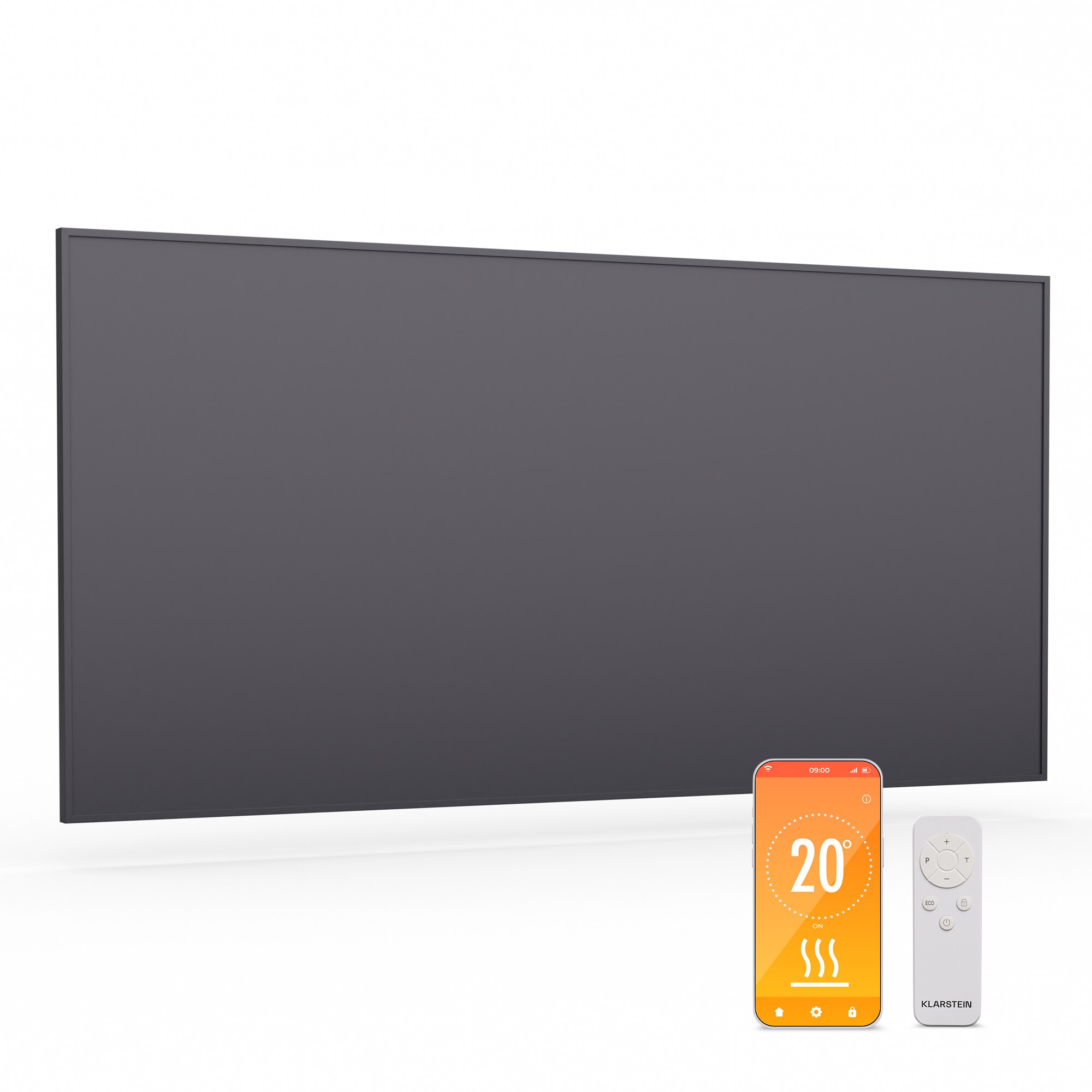 Wonderwall Smart Infrarotheizung | 60x120cm | App | 770W | Wochentimer | IP24 Dunkelgrau 770 Watt