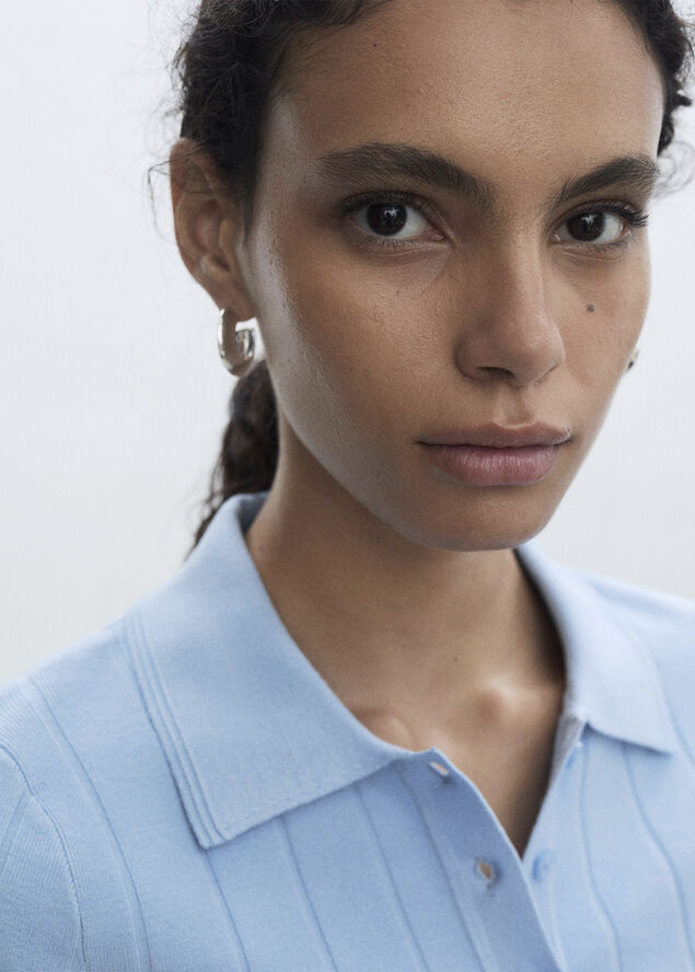 MANGO Polo-neck t-shirt Lt-pastel blue